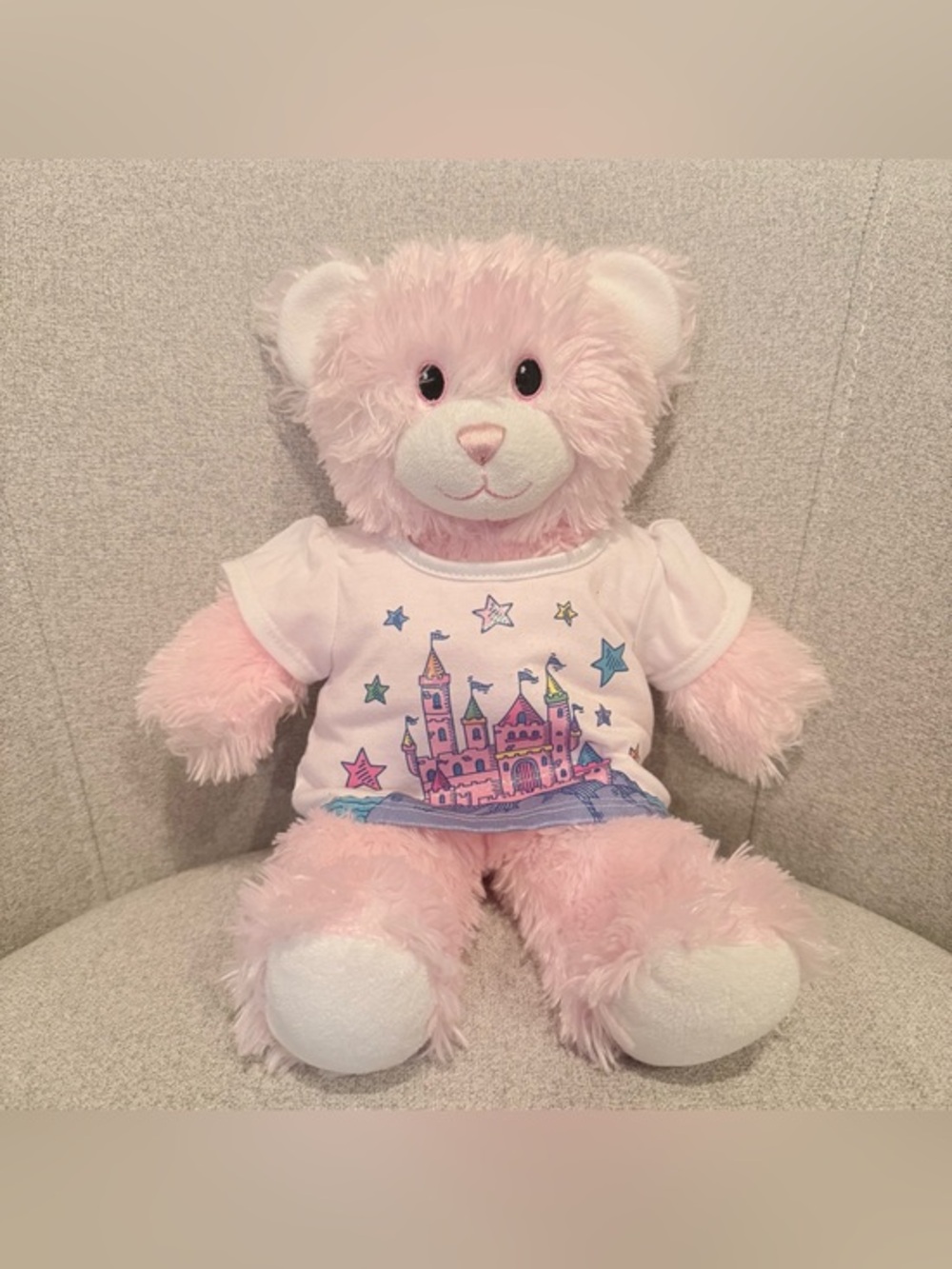 Build-A-Bear pink long hair soft bear with t-shirt